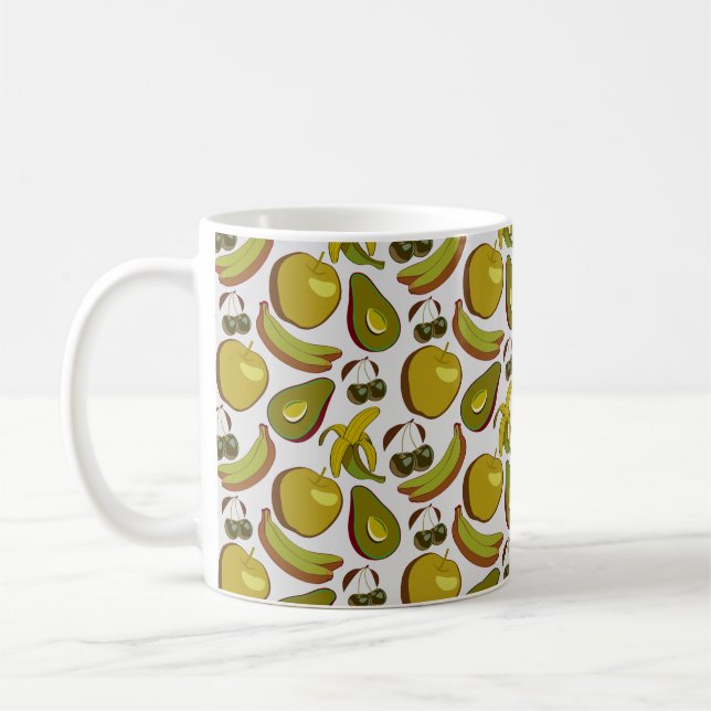 Caneca De Café Padrão sem costura de fruta tropical amarelo e bra (Esquerda)