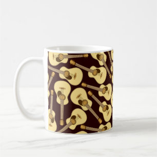 Caneca De Café Padrão sem costura de guitarra desenhada à mão