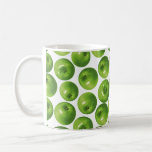 Caneca De Café Padrão sem costura de maçã verde