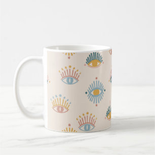 Caneca De Café Padrão sem costura de olhos místicos,fundo míst
