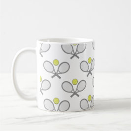 Caneca De Café Padrão Sem Costura de Tênis - Raquete e Bola em Br