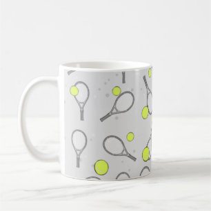 Caneca De Café Padrão Sem Costura de Tênis - Raquete e Bola em Ci