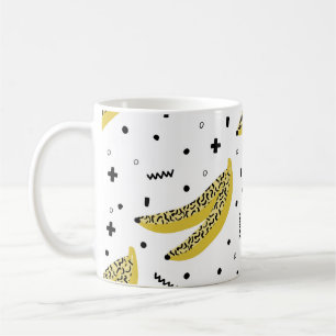 Caneca De Café Padrão sem costura de Verão com bananas nas ruas d