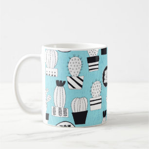 Caneca De Café Padrão sem costura desenhado à mão com cacto e