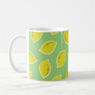 Caneca De Café Padrão sem costura desenhado à mão com limões