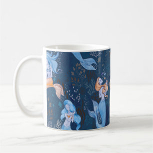Caneca De Café Padrão sem costura desenhado à mão de uma bela ser