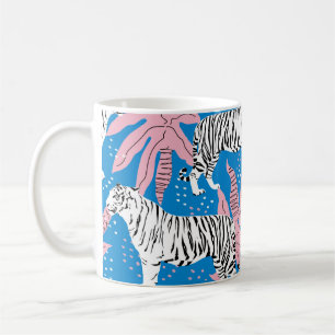 Caneca De Café Padrão sem costura do Tigre,fundo animal selvagem