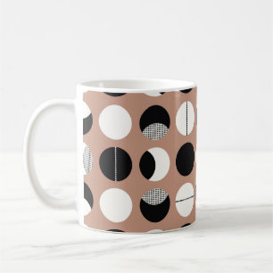 Caneca De Café Padrão sem costura dos círculos pretos e brancos