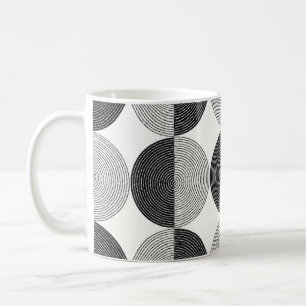Caneca De Café Padrão sem costura dos círculos pretos e brancos