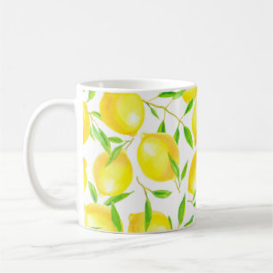 Caneca De Café Padrão sem costura, feito de limões de aquarelas