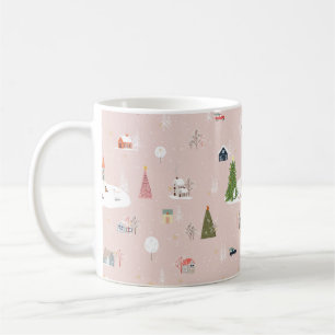 Caneca De Café Padrão sem costura Paisagem de Natal em t