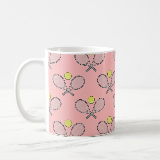 Caneca De Café Padrão sem costura tênis - Racket e esfera a rosa (Esquerda)