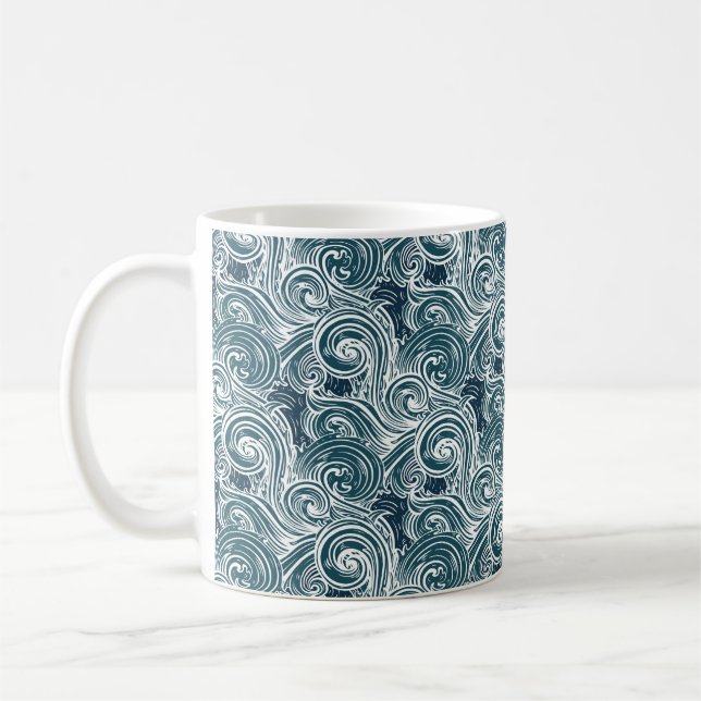 Caneca De Café Padrão sem descontinuidades das ondas do mar (Esquerda)