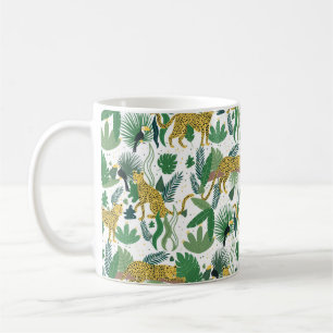 Caneca De Café padrão sem descontinuidades de leopardos na selva.