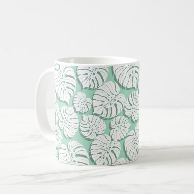 Caneca De Café Padrão sem descontinuidades do monstera da palma 3 (Frente Esquerda)