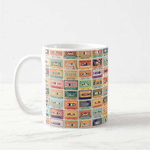 Caneca De Café Padrão sem falhas com fitas de cassetes de áudio