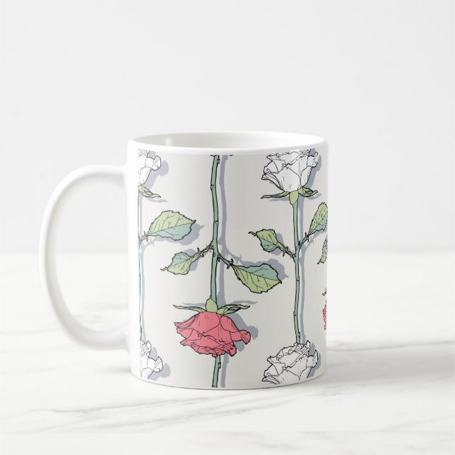 Caneca De Café Padrão sem falhas de rosa (Esquerda)