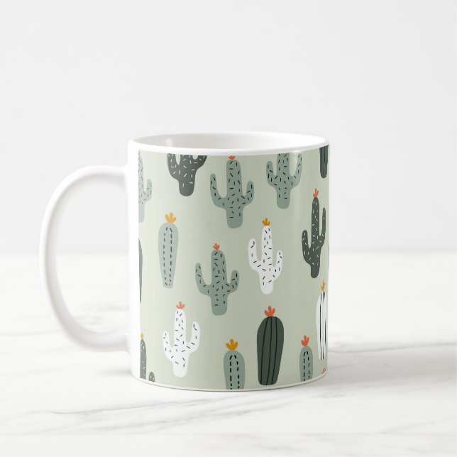 Caneca De Café Padrão sem soldadura cactos cactos cúbitos, fundo  (Esquerda)