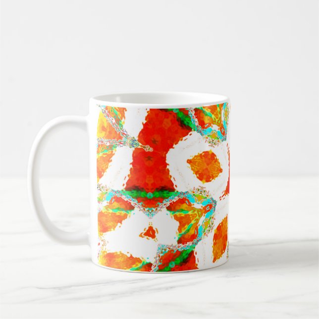 Caneca De Café Padrão simétrico colorido, azulejo cerâmico (Esquerda)