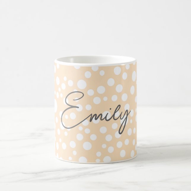 Caneca De Café Padrão simples branco pontilhado sobre fundo de pê (Centro)