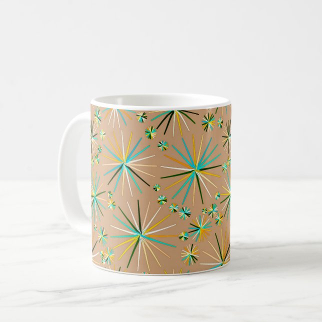 Caneca De Café Padrão Sputnik do meio século, Taupe Tan (Frente Esquerda)