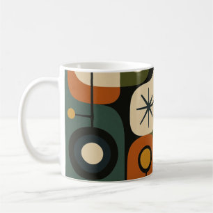 Caneca De Café Padrão Starburst de Meados do Século Moderno