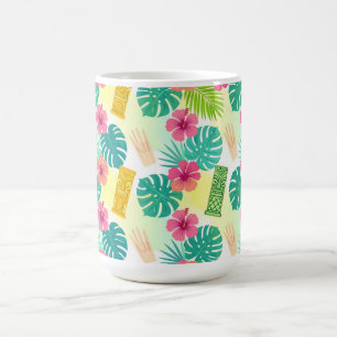 Caneca De Café Padrão Tiki Havaiano Tropical para Casamento Festa