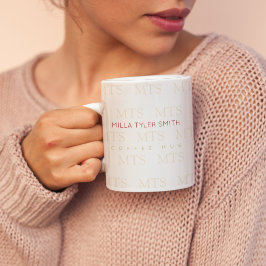 Caneca De Café padrão tipográfico de iniciais com nome, limpo