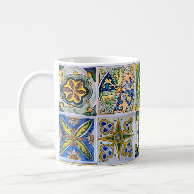 Caneca De Café Padrão tradicional de Azulejo cerâmico siciliano (Esquerda)