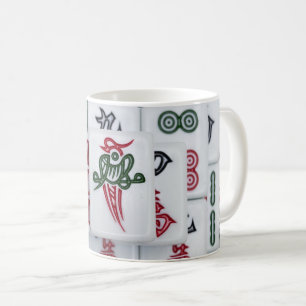 Caneca De Café Padrão Tradicional de Azulejos de Mahjong Impresso
