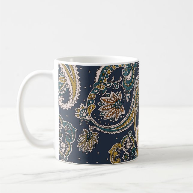 Caneca De Café Padrão tradicional de Paisley indiano em bastidore (Esquerda)