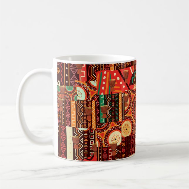 Caneca De Café Padrão Tribal Afrocêntrico do Kente (Esquerda)