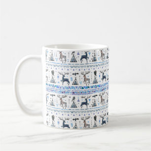 Caneca De Café Padrão tribal contínuo com animais e dr
