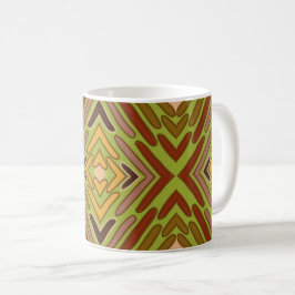 Caneca De Café Padrão Tribal Étnico Vermelho Verde Dourado