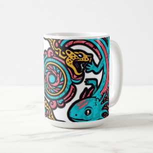 Caneca De Café Padrão tribal mitologia boho Xolotl Axolote Asteca