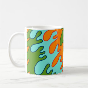Caneca De Café Padrão Trippy Verde Laranja Líquido Gota Faixa Y2K