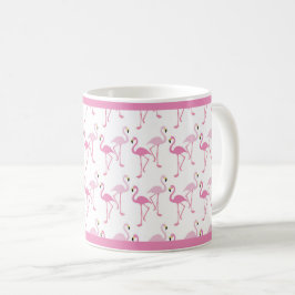 Caneca De Café Padrão Tropical de Flamingos Rosa Quente