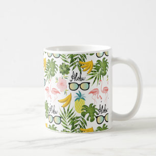 Caneca De Café Padrão tropical de verão divertido