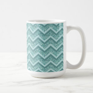 Caneca De Café Padrão Turquesa Glitter ZigZag
