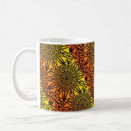 Caneca De Café Padrão Único Sun Africa Fire Mandala Geométrico