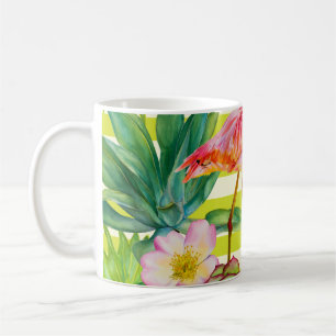 Caneca De Café  padrão uniforme com flamingo rosa e tr exótico