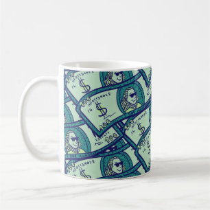 Caneca De Café padrão uniforme com notas de dólares