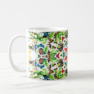 Caneca De Café padrão uniforme com ornamento floral brilhante. V