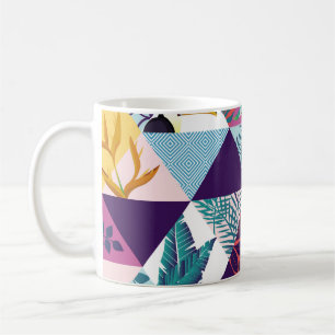 Caneca De Café padrão uniforme com papagaio, tucanos, beija-flor