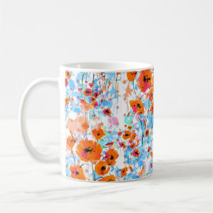 Caneca De Café padrão uniforme de abstrato floral pintado por pi