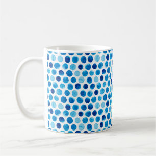 Caneca De Café Padrão uniforme de aquarela com bolinhas azuis