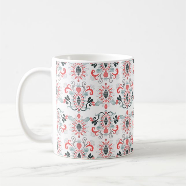 Caneca De Café Padrão uniforme de aquarela com ikat. Tie dye wat (Esquerda)