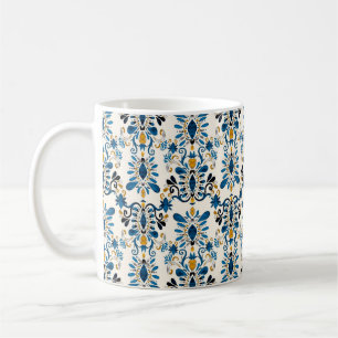 Caneca De Café Padrão uniforme de aquarela com ikat. Tie dye wat