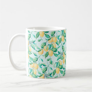 Caneca De Café Padrão uniforme de aquarela de limão
