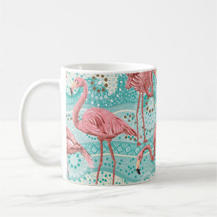 Caneca De Café Padrão uniforme de flamingos cor-de-rosa